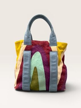 Emilio Pucci Vintage Tote with Multicolor Patchwork and Snap Closure, Wool Bag